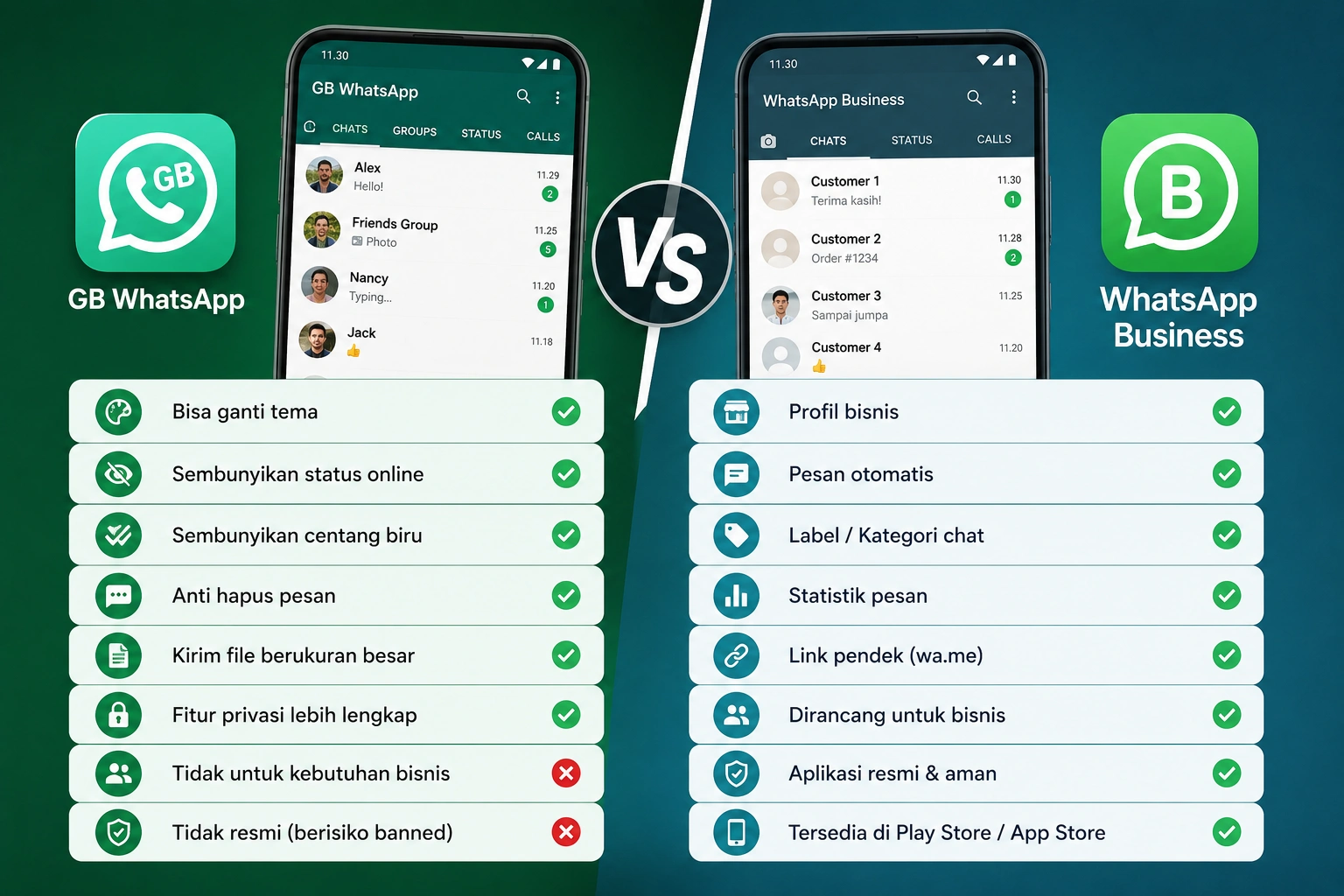 Perbedaan GB WhatsApp vs WhatsApp Business